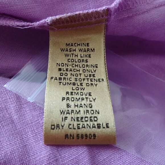 Investments Linen Blouse Top Women's 14W Purple Roll Tab Sleeves - Picture 8 of 9